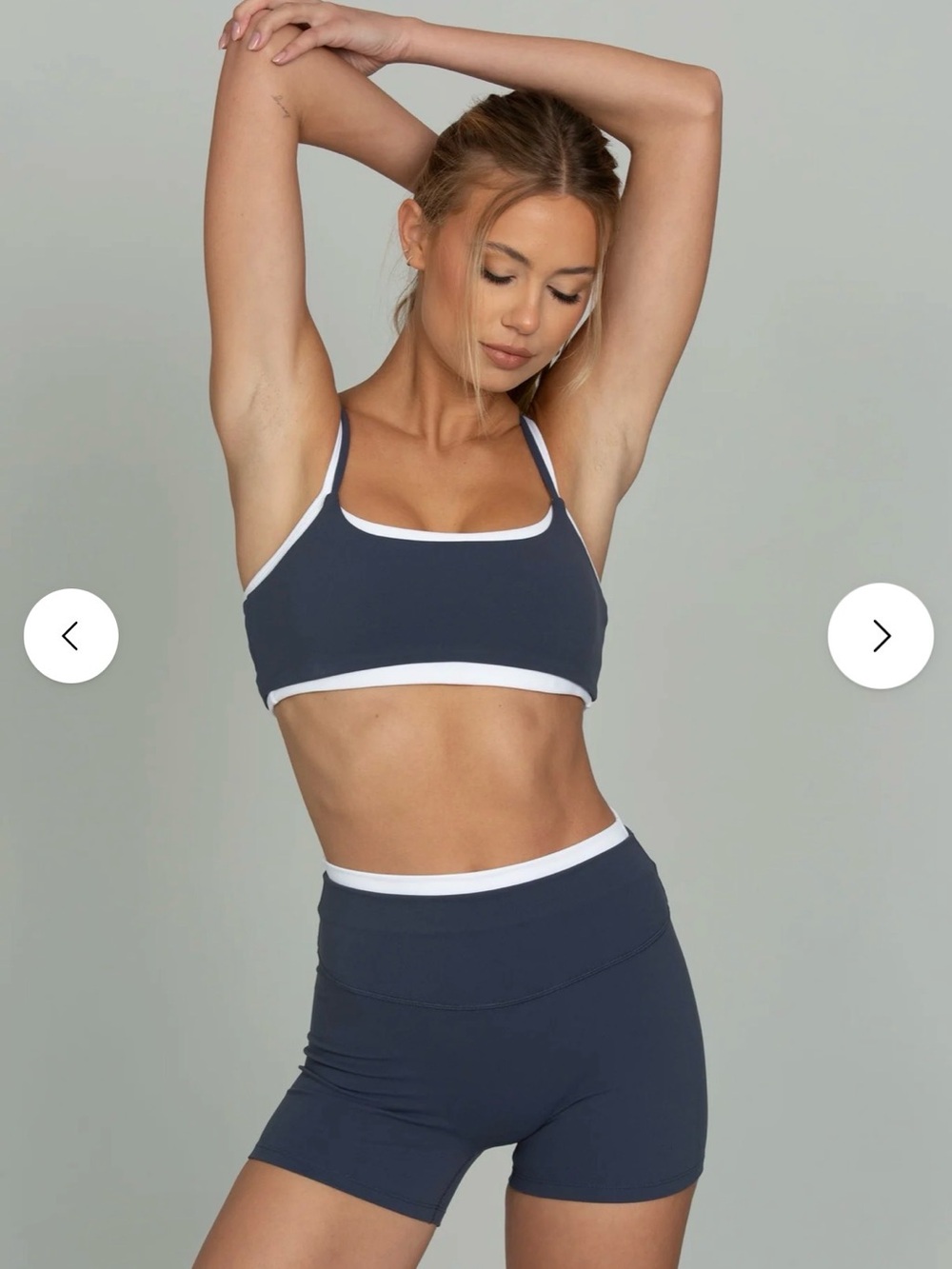 Gold Hinge Bluewash Double Waist StrydeForm Short & Bra set
